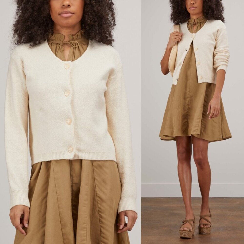 SAMSOE‎ | Toria Scoop Knit Button-Up Sweater Cardigan Cotton in Whitecap Gray